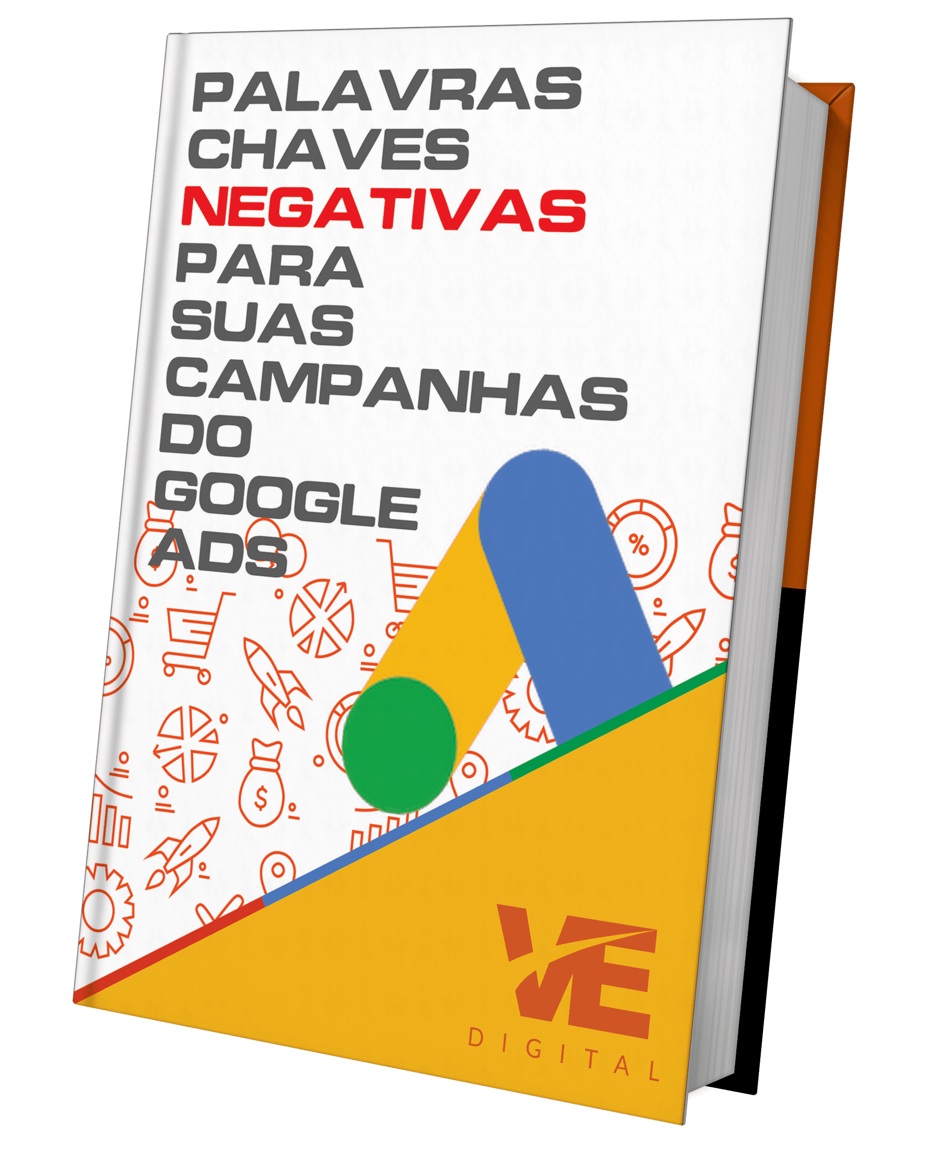Capa do nosso ebook de palavras chaves negativas para suas campanhas do Google ADS